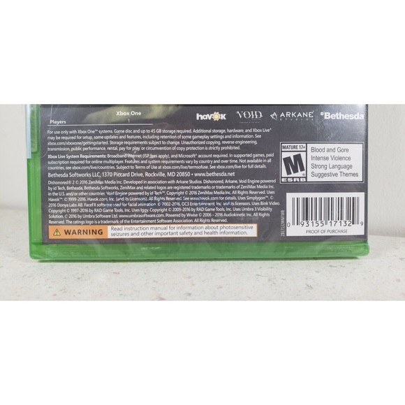 Dishonored 2 Standard Edition Xbox One NEW Sealed - Picture 3 of 4